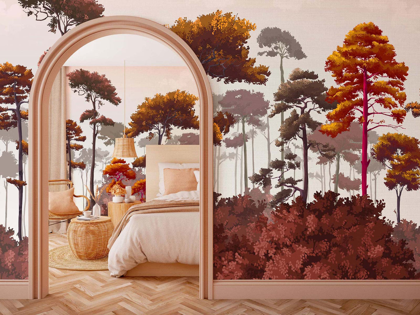 Veer Decor Matsu Pack 1 & 2 in Orange Wall Mural Nature Mural Orange  Mural - 8184-BDL-CA4