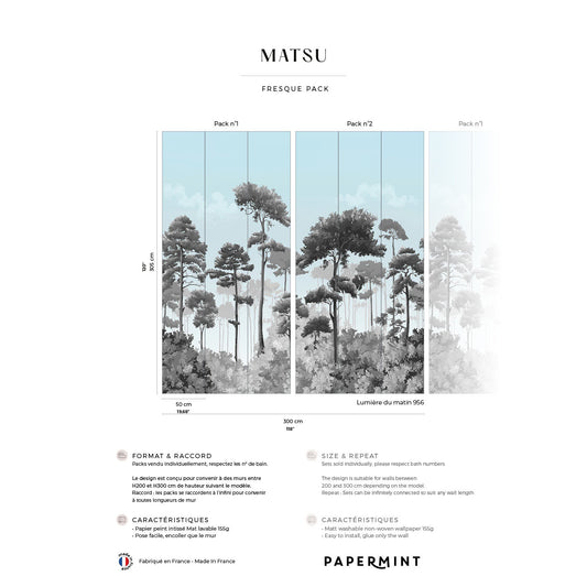 Veer Decor Matsu Pack 1 & 2 in Gray Wall Mural Nature Mural Gray  Mural - 8184-BDL-CA5