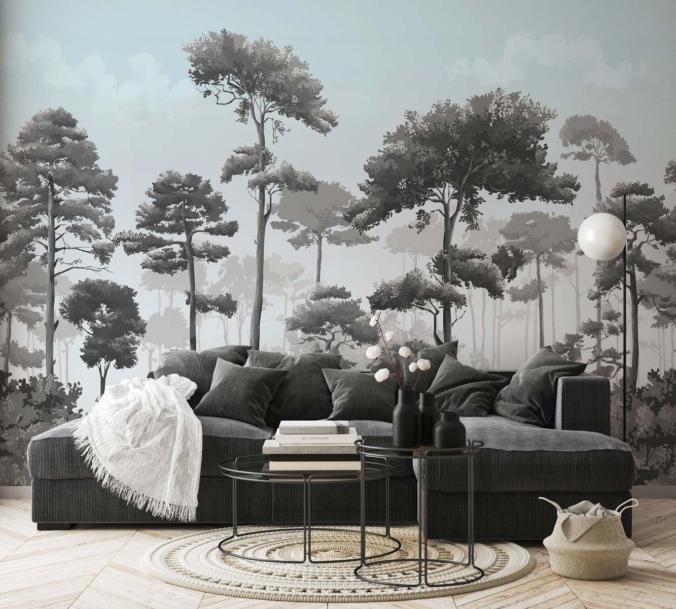 Veer Decor Matsu Pack 1 & 2 in Gray Wall Mural Nature Mural Gray  Mural - 8184-BDL-CA5