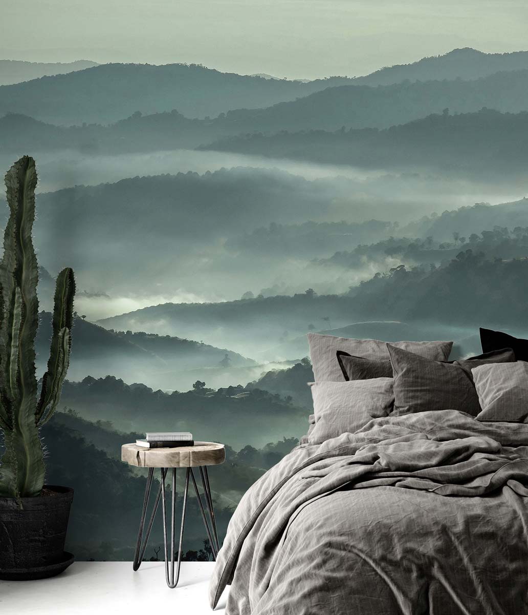 Veer Decor Misty Line Pack 1, 2 & 3 in Green Wall Mural Nature Mural Green  Mural - 8184-BDL-CB