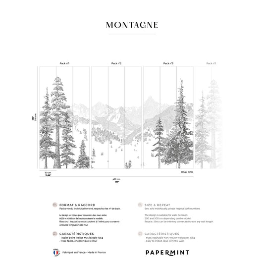 Veer Decor Mountains Pack 1, 2 & 3 in Black Wall Mural Nature Mural Black  Mural - 8184-BDL-CD