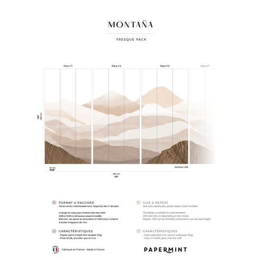 Veer Decor Montagna Pack 1, 2 & 3 in Pink Wall Mural Nature Mural Pink  Mural - 8184-BDL-CE2