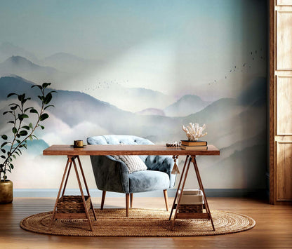 Veer Decor Japanese Mountain Pack 1, 2 & 3 in Blue Wall Mural Nature Mural Blue  Mural - 8184-BDL-CF