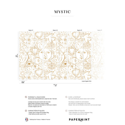 Veer Decor Mystic Pack 1, 2 & 3 in Gold Wall Mural Words & Symbols Mural Gold  Mural - 8184-BDL-CH1