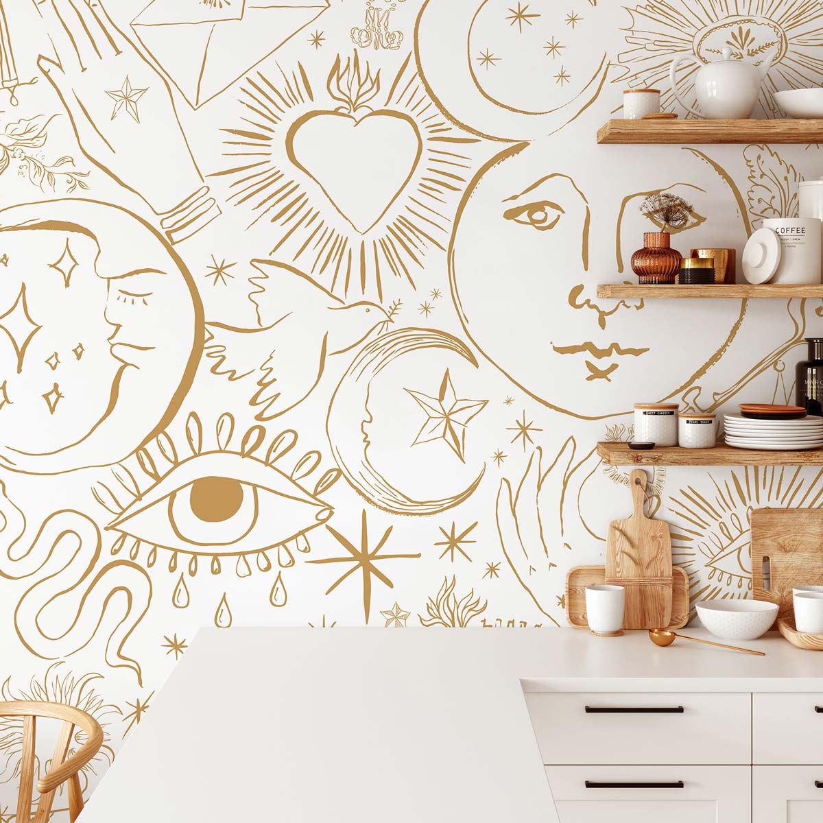 Veer Decor Mystic Pack 1, 2 & 3 in Gold Wall Mural Words & Symbols Mural Gold  Mural - 8184-BDL-CH1