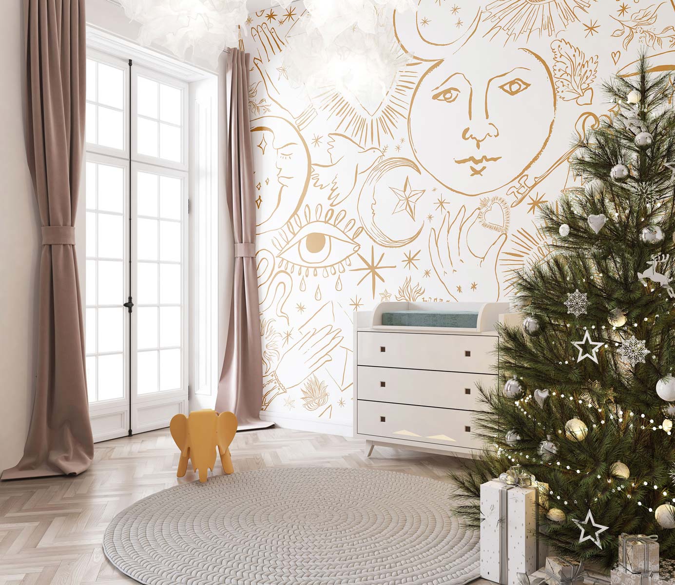 Veer Decor Mystic Pack 1, 2 & 3 in Gold Wall Mural Words & Symbols Mural Gold  Mural - 8184-BDL-CH1