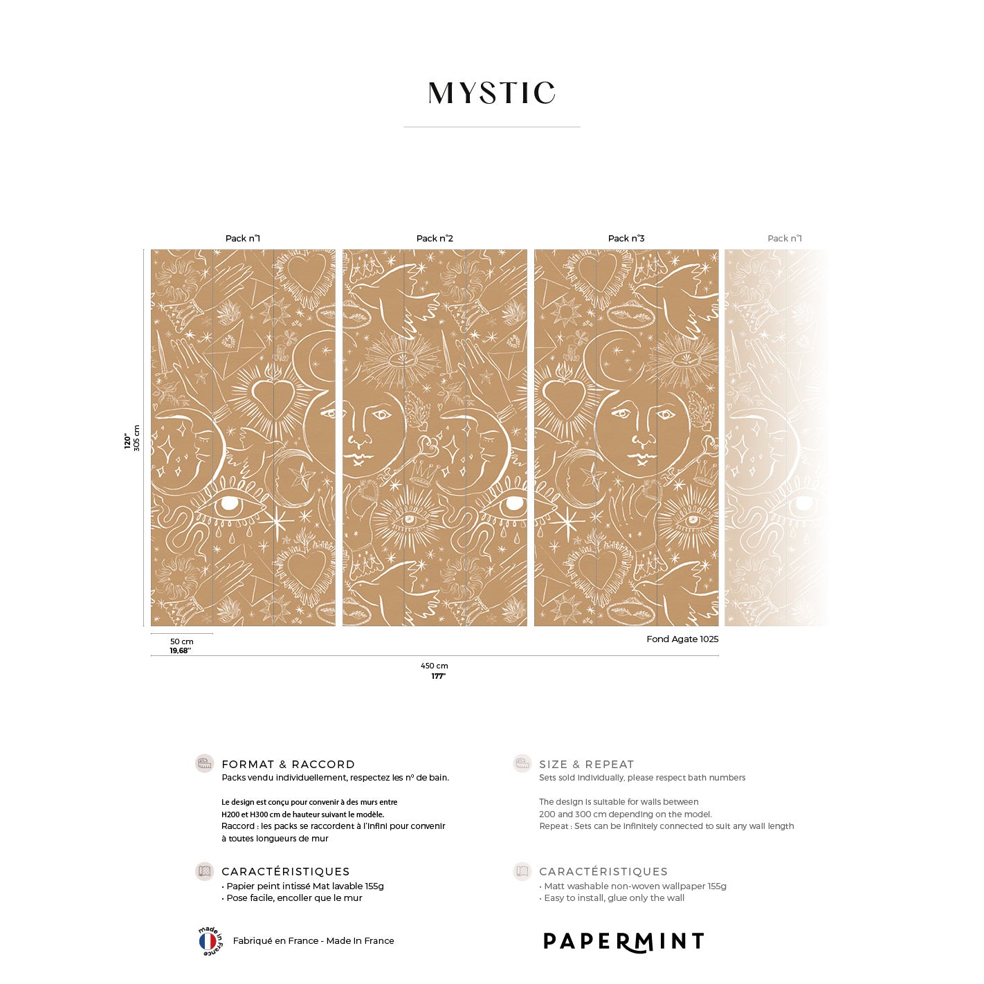 Veer Decor Mystic Pack 1, 2 & 3 in Brown Wall Mural Words & Symbols Mural Brown  Mural - 8184-BDL-CH2