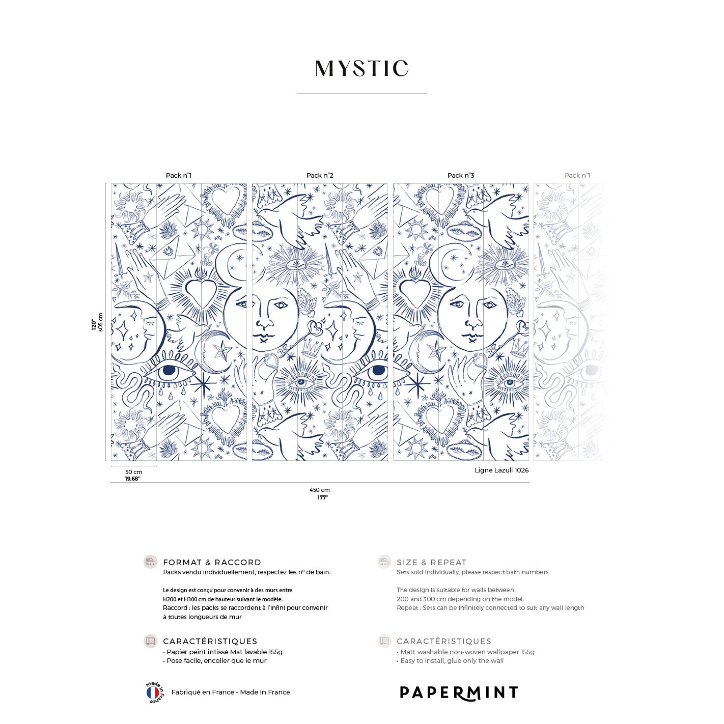 Veer Decor Mystic Pack 1, 2 & 3 in White Wall Mural Words & Symbols Mural White  Mural - 8184-BDL-CH3