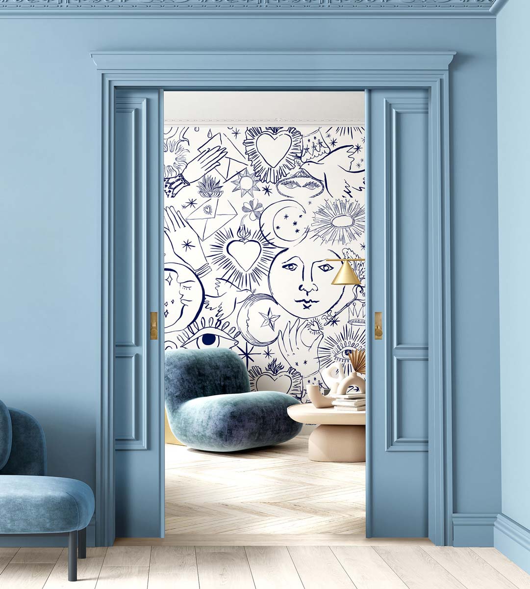 Veer Decor Mystic Pack 1, 2 & 3 in White Wall Mural Words & Symbols Mural White  Mural - 8184-BDL-CH3