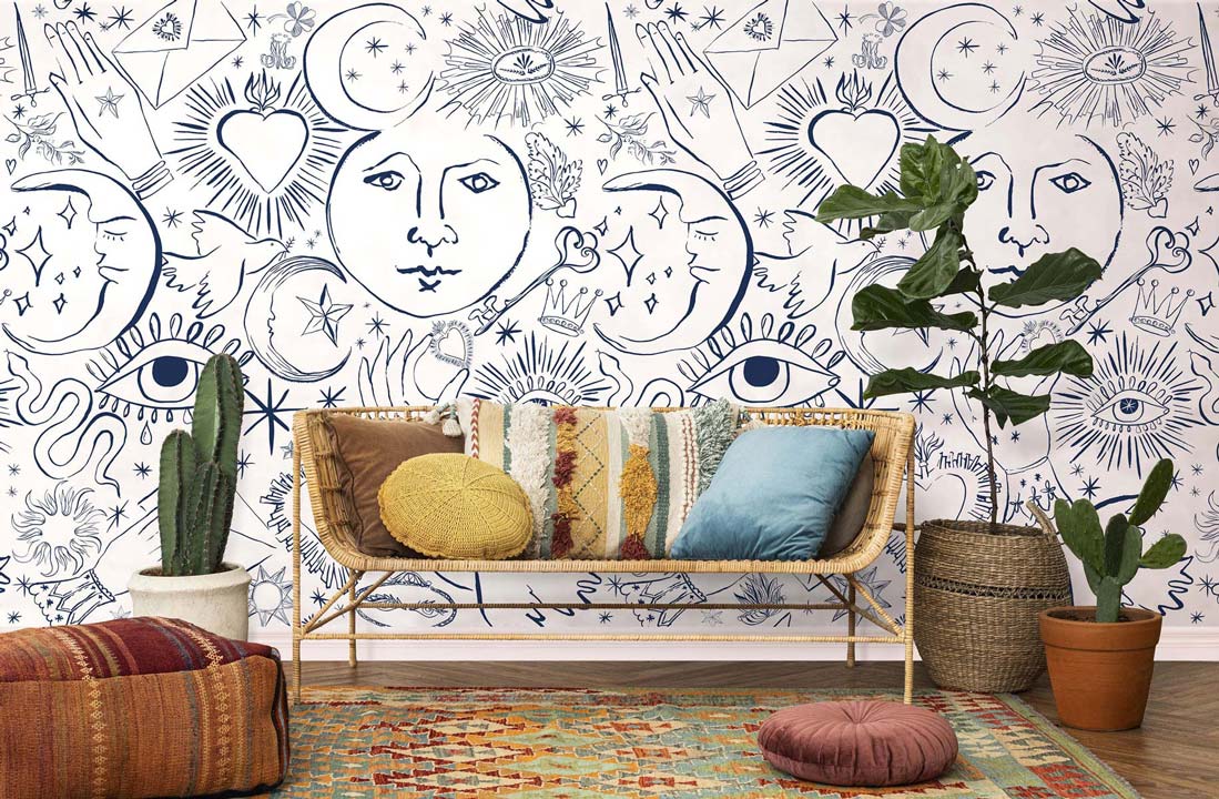 Veer Decor Mystic Pack 1, 2 & 3 in White Wall Mural Words & Symbols Mural White  Mural - 8184-BDL-CH3