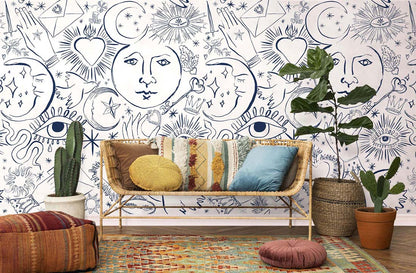 Veer Decor Mystic Pack 1, 2 & 3 in White Wall Mural Words & Symbols Mural White  Mural - 8184-BDL-CH3