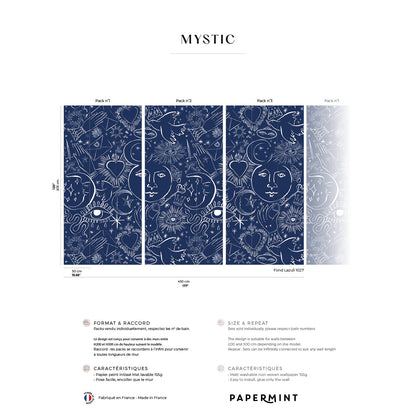 Veer Decor Mystic Pack 1, 2 & 3 in Blue Wall Mural Words & Symbols Mural Blue  Mural - 8184-BDL-CH4