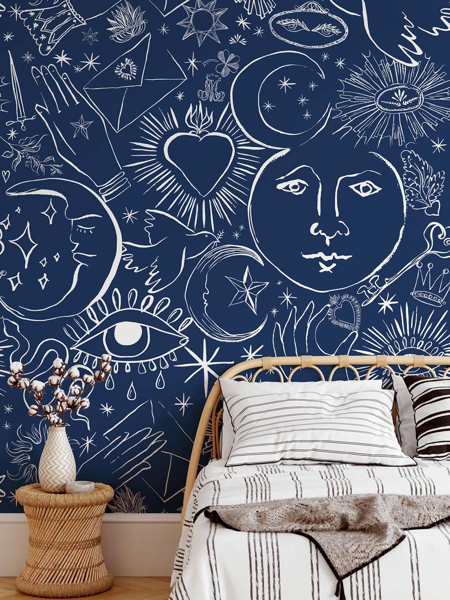 Veer Decor Mystic Pack 1, 2 & 3 in Blue Wall Mural Words & Symbols Mural Blue  Mural - 8184-BDL-CH4