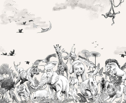 Veer Decor Noah Pack 1, 2 & 3 in Gray  Wall Mural Animals Mural Gray   Mural - 8184-BDL-CI