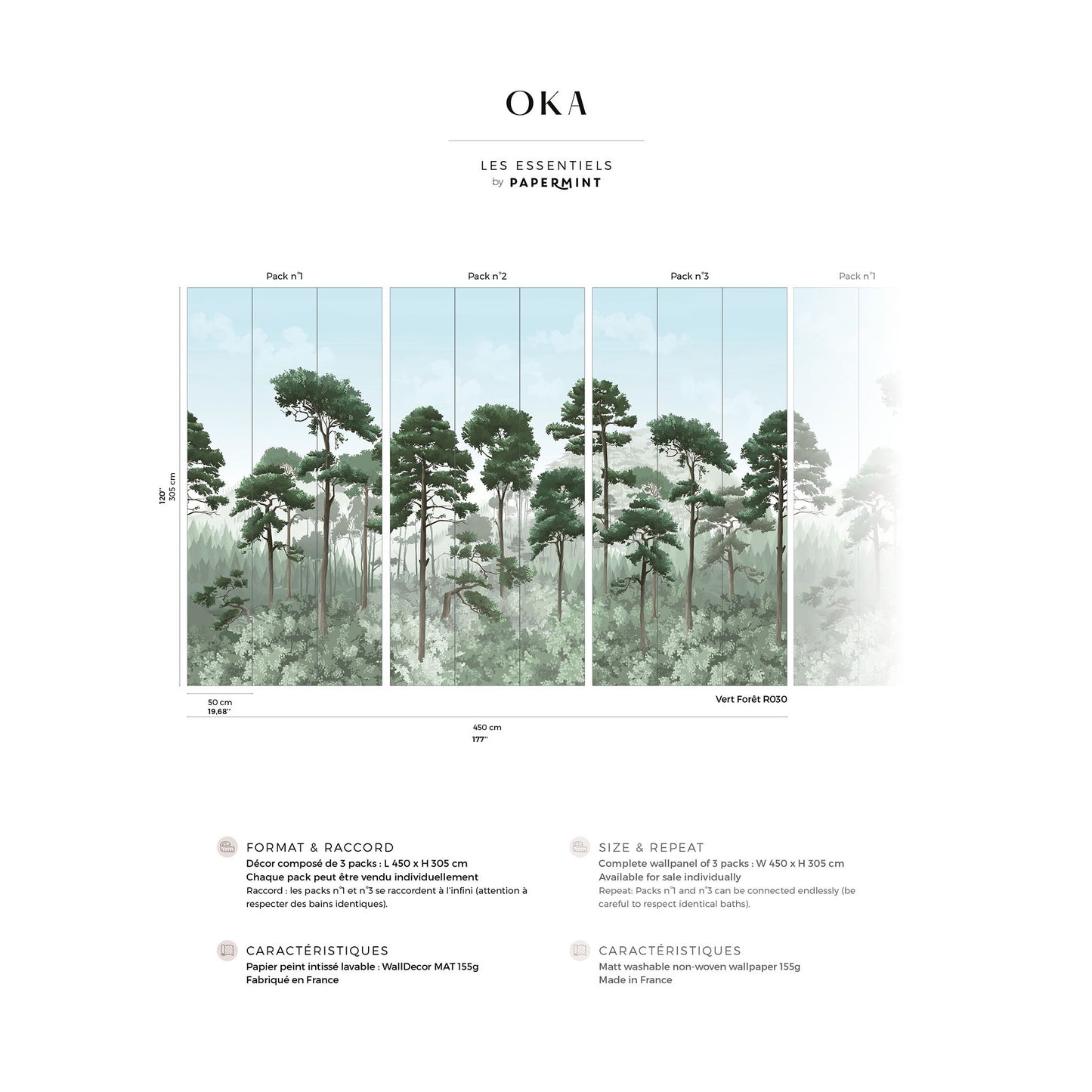 Veer Decor Oka Pack 1, 2 & 3 in Green Wall Mural Nature Mural Green  Mural - 8184-BDL-CJ1