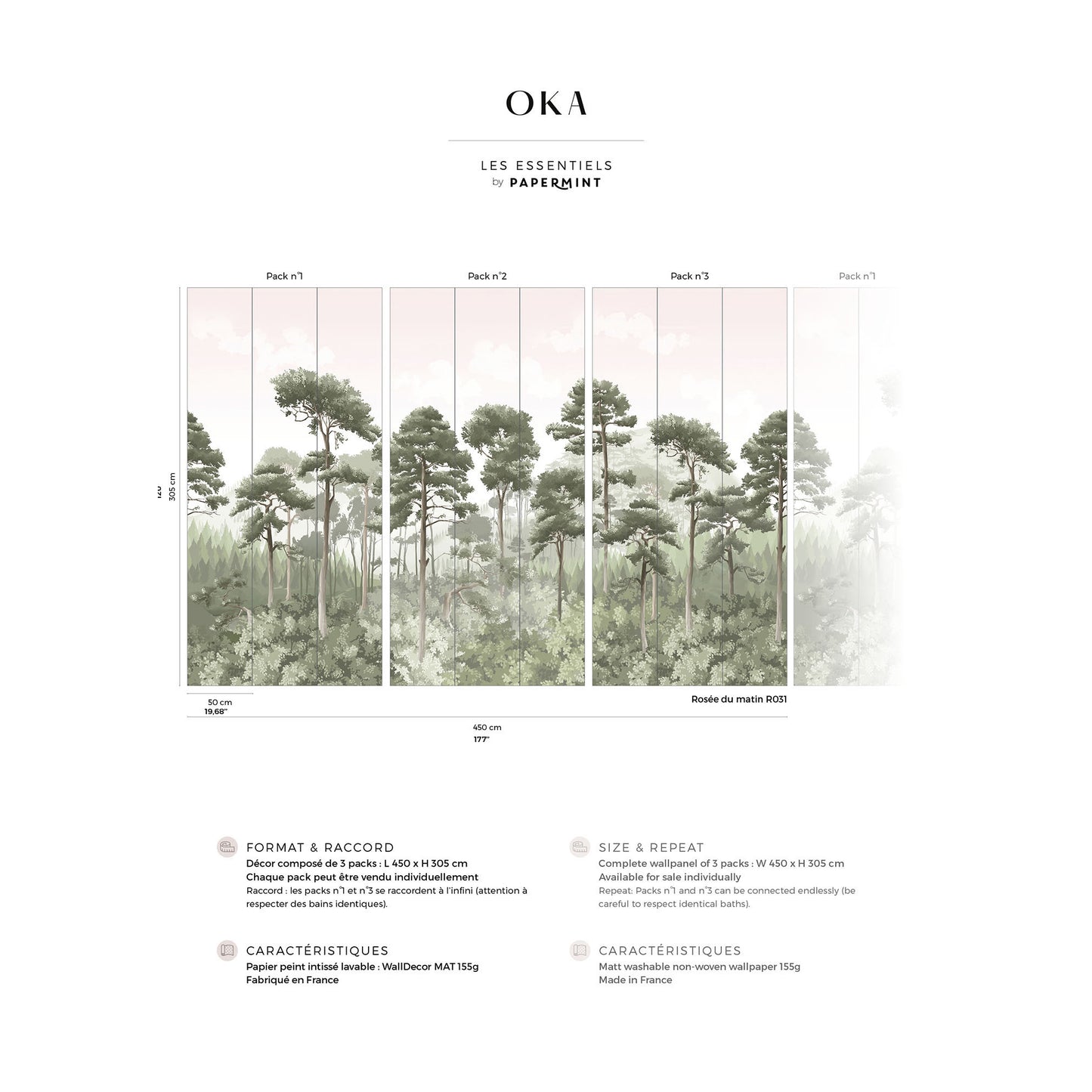 Veer Decor Oka Pack 1, 2 & 3 in Pink Wall Mural Nature Mural Pink  Mural - 8184-BDL-CJ2