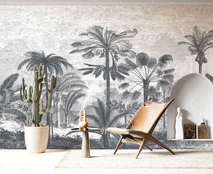 Veer Decor Palm Grove Pack 1, 2 & 3 in Gray Wall Mural Nature Mural Gray  Mural - 8184-BDL-CL1