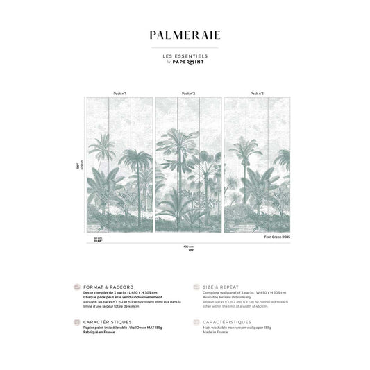 Veer Decor Palm Grove Pack 1, 2 & 3 in Green Wall Mural Nature Mural Green  Mural - 8184-BDL-CL3