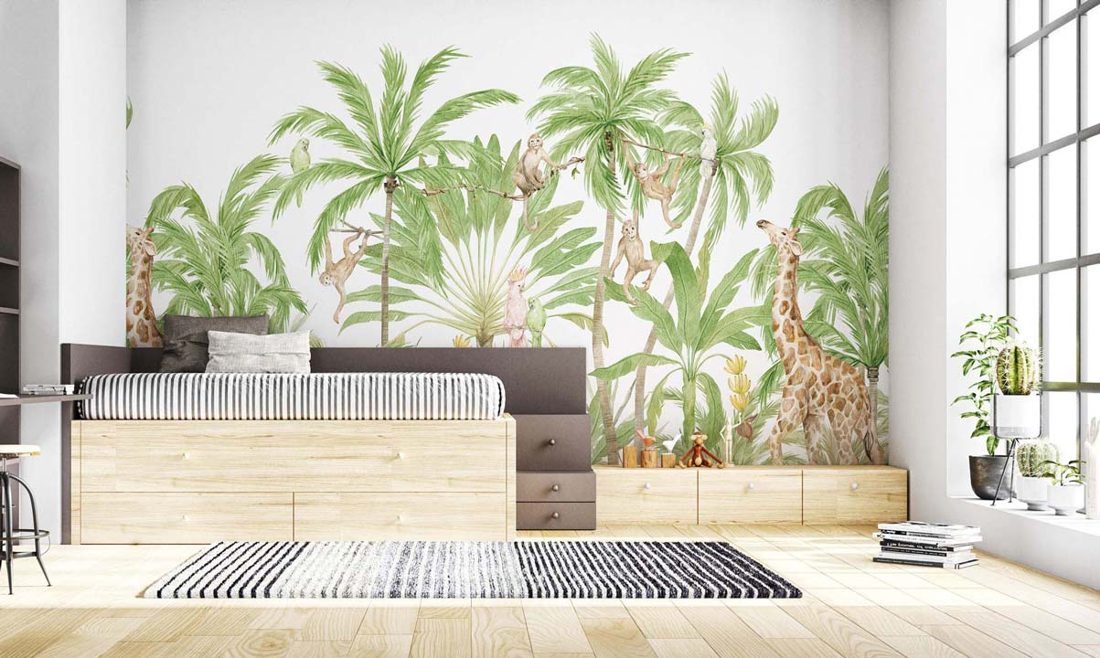 Veer Decor Palm Tree Pack 1 & 2 in Brown Wall Mural Nature Mural Brown  Mural - 8184-BDL-CM