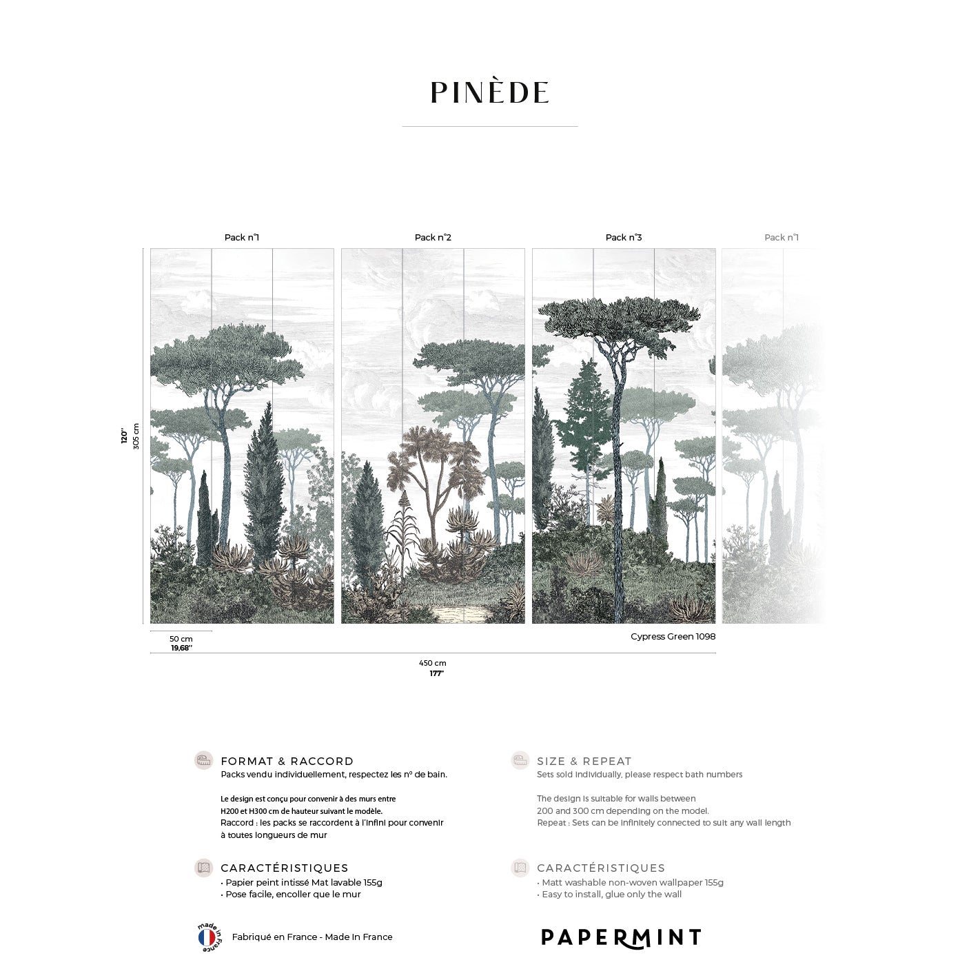 Veer Decor Pinery Pack 1, 2 & 3 in Green Wall Mural Nature Mural Green  Mural - 8184-BDL-CN1