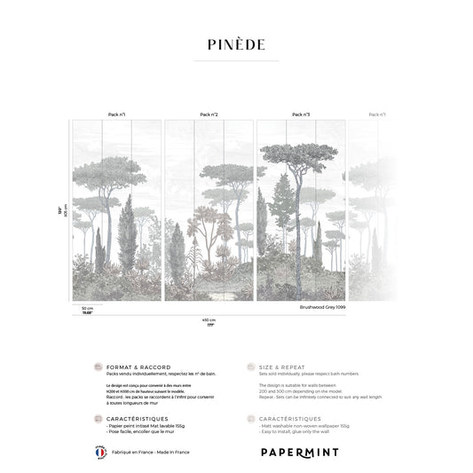 Veer Decor Pinery Pack 1, 2 & 3 in Gray Wall Mural Nature Mural Gray  Mural - 8184-BDL-CN2