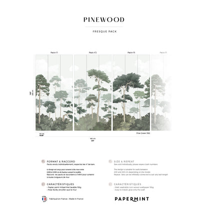 Veer Decor Pinewood Pack 1, 2 & 3 in Green Wall Mural Nature Mural Green  Mural - 8184-BDL-CO1