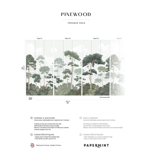 Veer Decor Pinewood Pack 1, 2 & 3 in Green Wall Mural Nature Mural Green  Mural - 8184-BDL-CO1