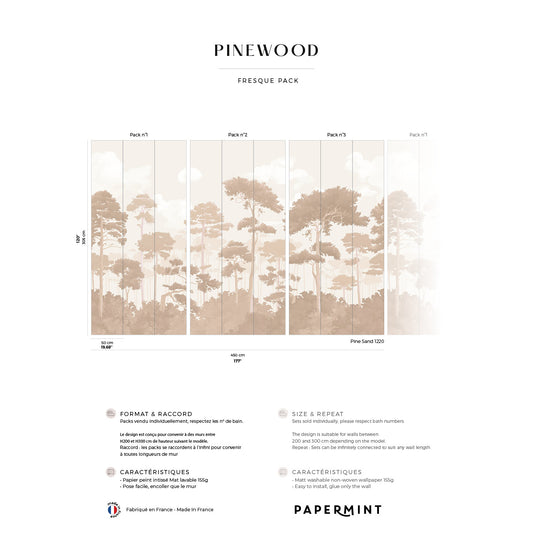 Veer Decor Pinewood Pack 1, 2 & 3 in Beige Wall Mural Nature Mural Beige  Mural - 8184-BDL-CO3