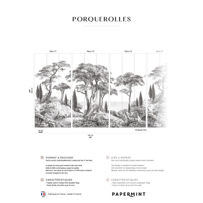 Veer Decor Porquerolles Pack 1, 2 & 3 in Gray Wall Mural Nature Mural Gray  Mural - 8184-BDL-CP