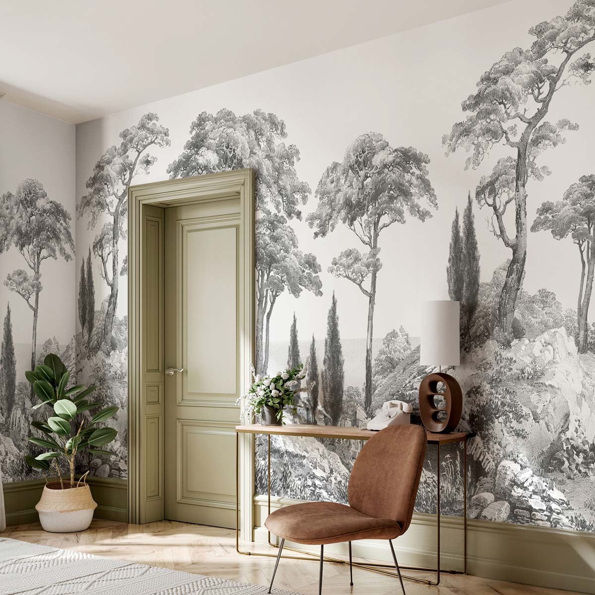 Veer Decor Porquerolles Pack 1, 2 & 3 in Gray Wall Mural Nature Mural Gray  Mural - 8184-BDL-CP