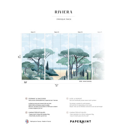 Veer Decor Riviera La Spiagga Pack 1, 2 & 3 in Blue Wall Mural Coastal Mural Blue  Mural - 8184-BDL-CT3