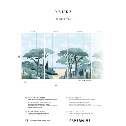 Veer Decor Riviera La Spiagga Pack 1, 2 & 3 in Blue Wall Mural Coastal Mural Blue  Mural - 8184-BDL-CT3