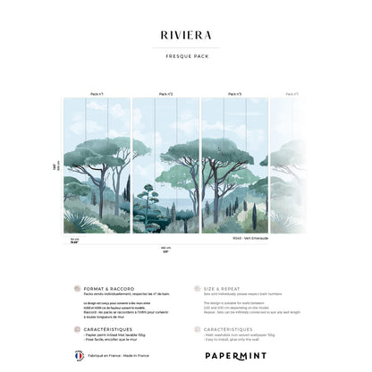 Veer Decor Riviera Pack 1, 2 & 3 in Green Wall Mural Coastal Mural Green  Mural - 8184-BDL-CU1