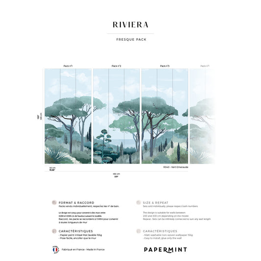 Veer Decor Riviera Pack 1, 2 & 3 in Green Wall Mural Coastal Mural Green  Mural - 8184-BDL-CU1