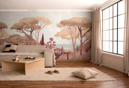 Veer Decor Riviera The Beach Chair Rail with Faux Wainscoting Pack 1 & 2 in Blue Wall Mural Coastal Mural Blue  Mural - 8184-BDL-CS2