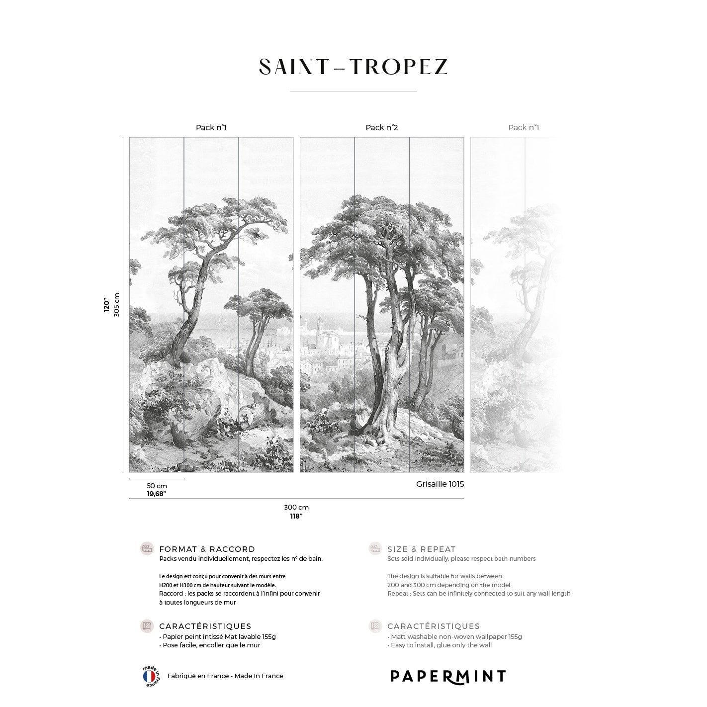 Veer Decor Saint-Tropez Pack 1 & 2 in Gray Wall Mural Landscape Mural Gray  Mural - 8184-BDL-CV