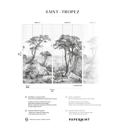 Veer Decor Saint-Tropez Pack 1 & 2 in Gray Wall Mural Landscape Mural Gray  Mural - 8184-BDL-CV