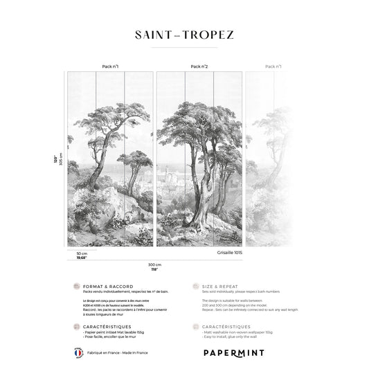 Veer Decor Saint-Tropez Pack 1 & 2 in Gray Wall Mural Landscape Mural Gray  Mural - 8184-BDL-CV