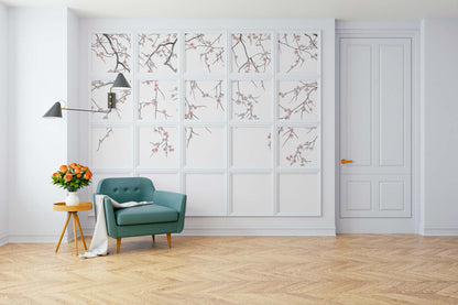 Veer Decor Sakura Pack 1 & 2 in White Wall Mural Botanical & Floral Mural White  Mural - 8184-BDL-CW3