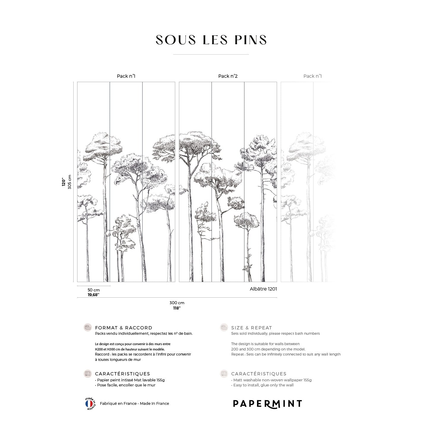 Veer Decor Under the Pines Pack 1 & 2 in Black Wall Mural Nature Mural Black  Mural - 8184-BDL-CY4