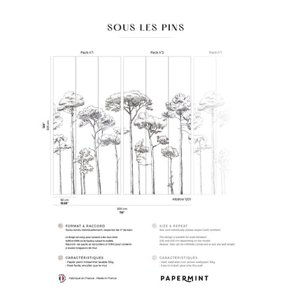 Veer Decor Under the Pines Pack 1 & 2 in Black Wall Mural Nature Mural Black  Mural - 8184-BDL-CY4