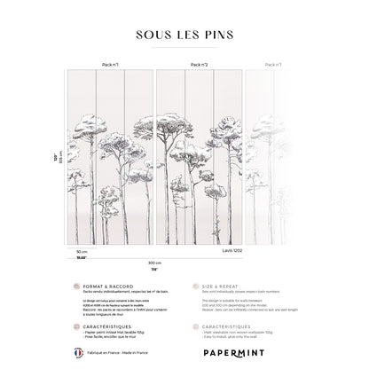 Veer Decor Under the Pines Pack 1 & 2 in White Wall Mural Nature Mural White  Mural - 8184-BDL-CY5