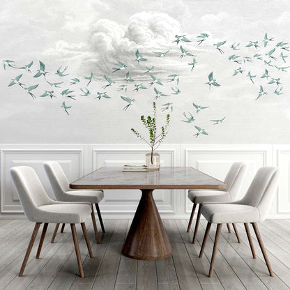 Veer Decor Swallow Clouds Pack 1 & 2 in Teal Wall Mural Animals Mural Teal  Mural - 8184-BDL-CZ1