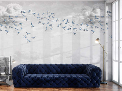 Veer Decor Swallow Clouds Pack 1 & 2 in Blue Wall Mural Animals Mural Blue  Mural - 8184-BDL-CZ2