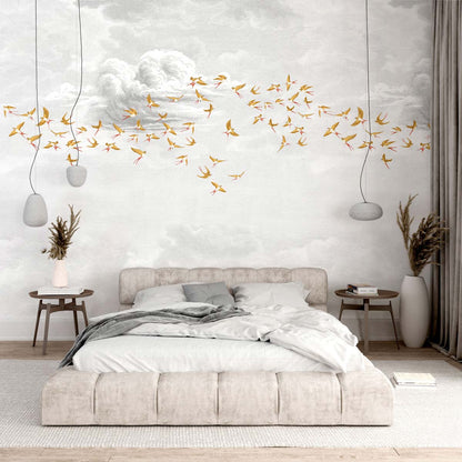 Veer Decor Swallow Clouds Pack 1 & 2 in Orange Wall Mural Animals Mural Orange  Mural - 8184-BDL-CZ4