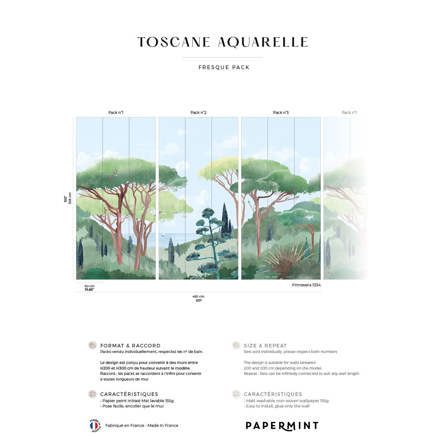 Veer Decor Tuscany Watercolor Pack 1, 2 & 3 in Multi Wall Mural Coastal Mural Multi  Mural - 8184-BDL-DA