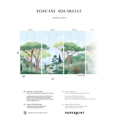 Veer Decor Tuscany Watercolor Pack 1, 2 & 3 in Multi Wall Mural Coastal Mural Multi  Mural - 8184-BDL-DA