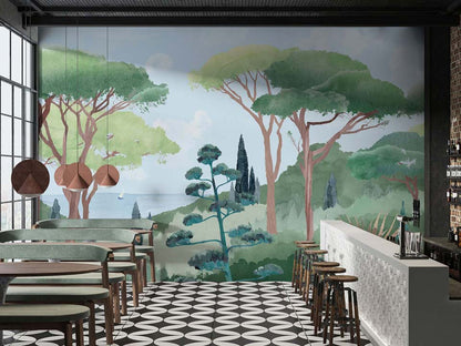 Veer Decor Tuscany Watercolor Pack 1, 2 & 3 in Multi Wall Mural Coastal Mural Multi  Mural - 8184-BDL-DA