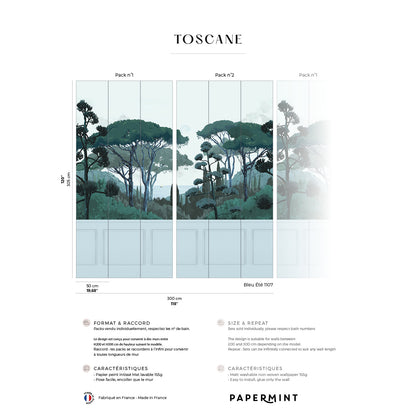 Veer Decor Tuscany Chair Rail with Faux Wainscoting Pack 1 & 2 in Blue Wall Mural Coastal Mural Blue  Mural - 8184-BDL-DB2