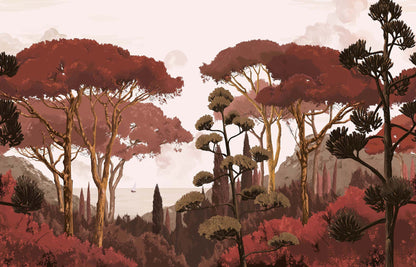 Veer Decor Swallow Clouds Pack 1 in Orange Wall Mural Animals Mural Orange  Mural - 8184-CZ4-A